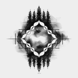nature-and-geometry tattoo design ideas Surrealism phantom shadows sailor motif symbol of resilience