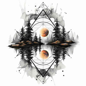 nature-and-geometry tattoo design ideas Surrealism altered reality star polygon shows resilience