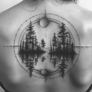 nature-and-geometry tattoo design ideas lifelike straight lines perseverance and power