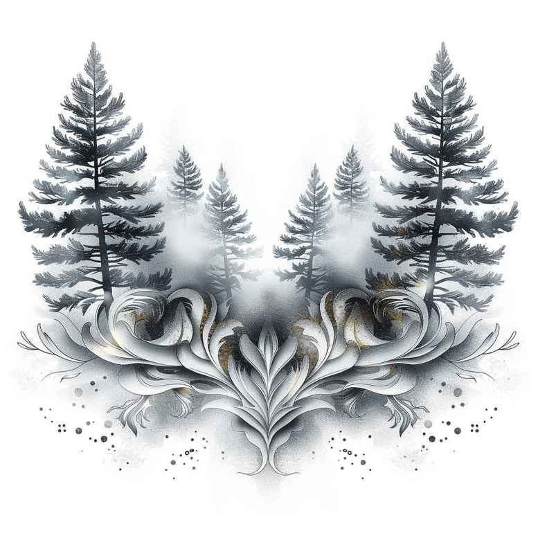 nature-and-geometry tattoo design ideas Realism dynamic shadows symmetrical for chest