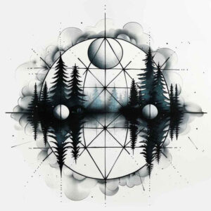 nature-and-geometry tattoo design ideas structured design symmetrical for scapula