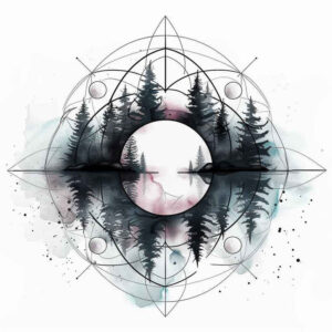nature-and-geometry tattoo design ideas wide-angle traditional flash for triceps