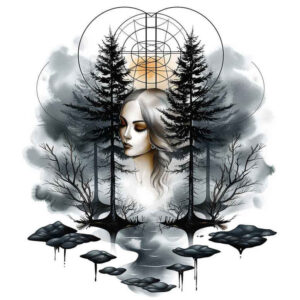 nature-and-geometry tattoo design ideas Surrealism mystical triangular pattern endurance and power