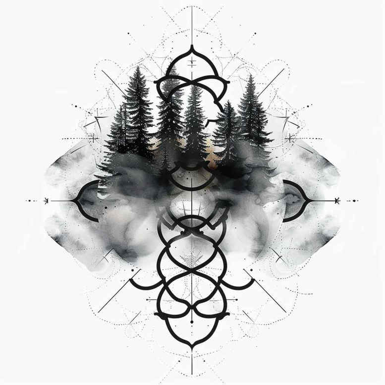nature-and-geometry tattoo design ideas realistic shadowing triangular pattern for side torso