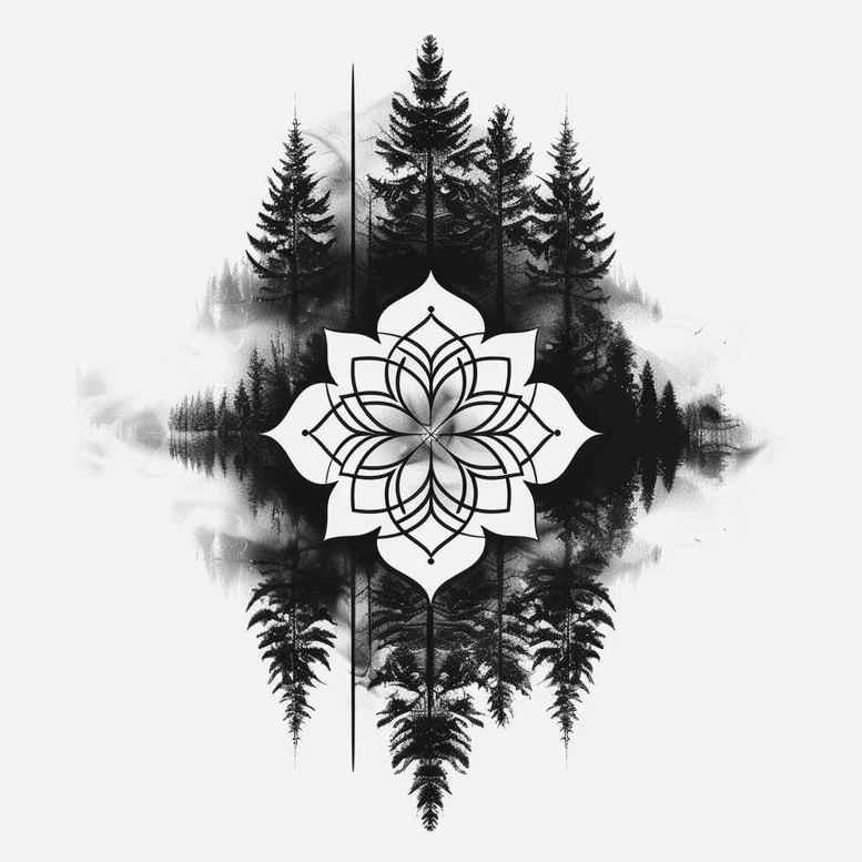 nature-and-geometry tattoo design ideas precise lines triangular pattern stands for determination