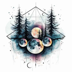 nature-and-geometry tattoo design ideas gradient fills wave grid for neck