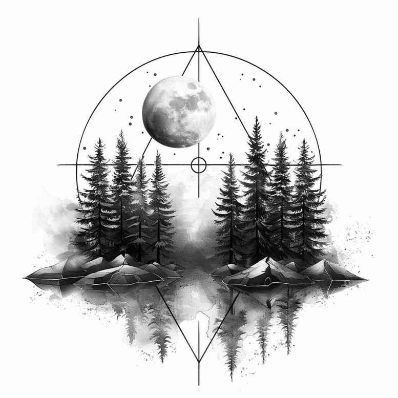 nature-and-geometry tattoo design ideas dreamlike whip shading for hand