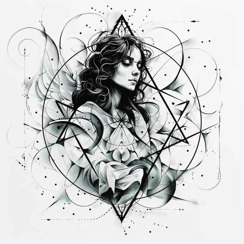 wavy-patterns – tattoo design ideas free ai generated – sacred-geometry – for-lower-leg – Gallery: nature-and-geometry-inkby-ai