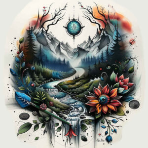 artistic-nature-tattoo-for-men – tattoo design ideas free ai generated – realism-illustrative-style – for-shin – Gallery: nature-inkby-ai