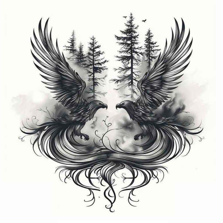 artistic-nature-tattoo-for-men – tattoo design ideas free ai generated – realism-ink-layering – for-upper-chest – Gallery: nature-inkby-ai