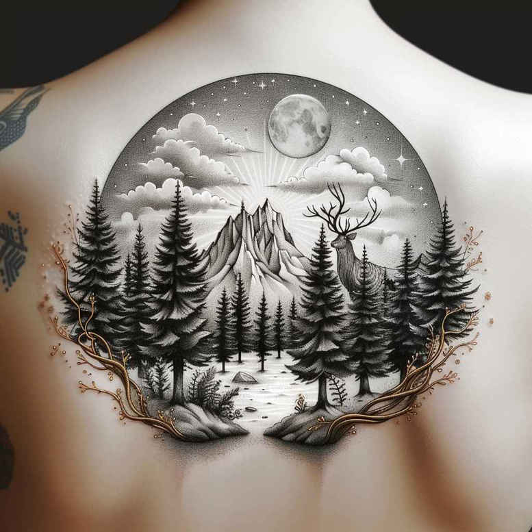 artistic-nature-tattoo-for-men – tattoo design ideas free ai generated – surrealism-shadow-play – for-hip – Gallery: nature-inkby-ai