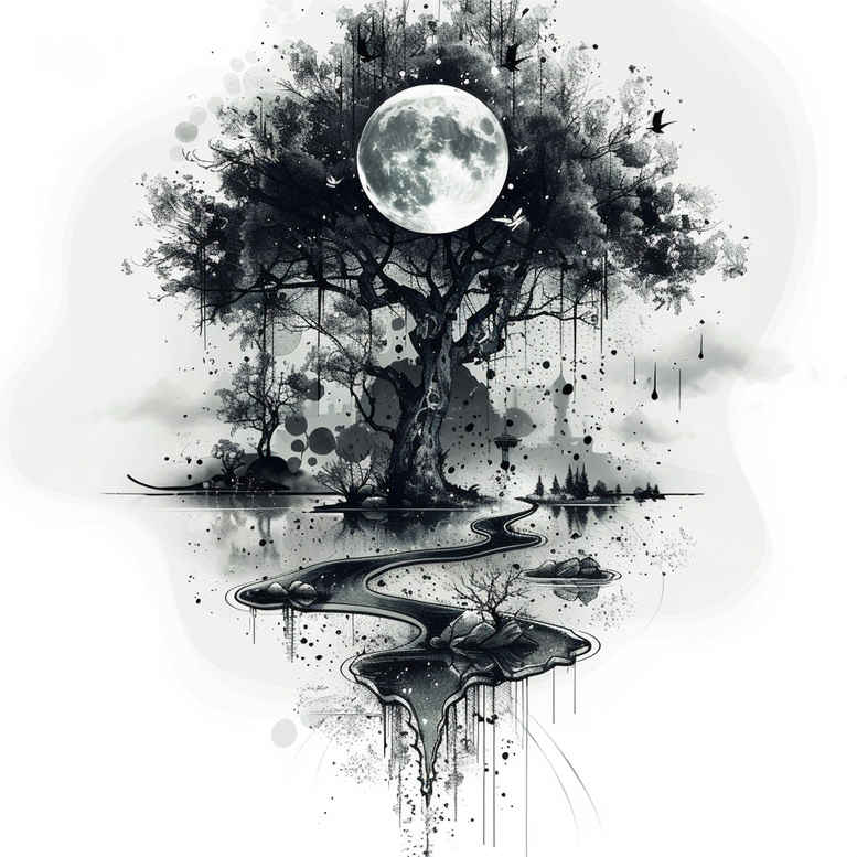 branch-tattoo – tattoo design ideas free ai generated – neotraditional-bold-motifs – for-upper-chest – Gallery: nature-inkby-ai