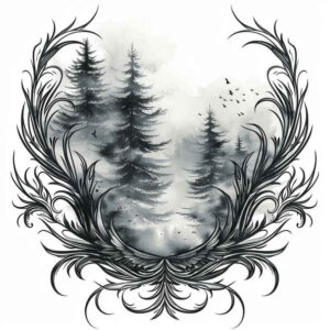 branch-tattoo – tattoo design ideas free ai generated – realism-glass-effect – for-sternum – Gallery: nature-inkby-ai