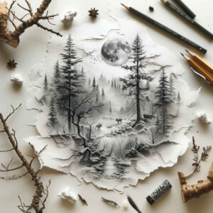branch-tattoo – tattoo design ideas free ai generated – surrealism-blurred-edges – for-nape – Gallery: nature-inkby-ai