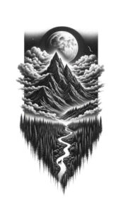 coniferous-tree-tattoo – tattoo design ideas free ai generated – realism-smooth-complexion – for-shoulder-blade – Gallery: nature-inkby-ai