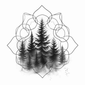 coniferous-tree-tattoo – tattoo design ideas free ai generated – surrealism-unconscious-imagery – for-forearm – Gallery: nature-inkby-ai