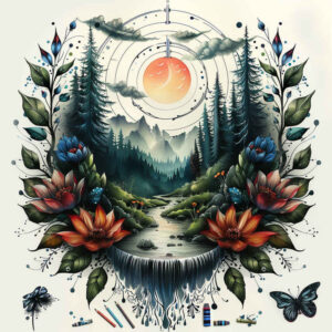 deciduous-tree-tattoo – tattoo design ideas free ai generated – neotraditional-enhanced-shading – for-hand – Gallery: nature-inkby-ai