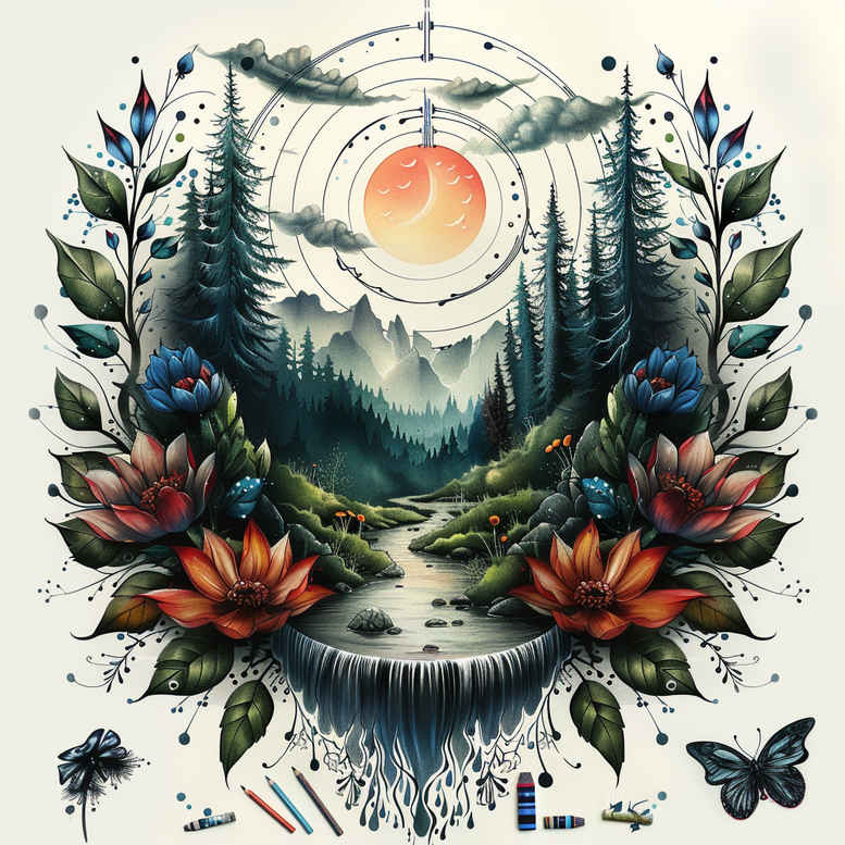 deciduous-tree-tattoo – tattoo design ideas free ai generated – neotraditional-enhanced-shading – for-hand – Gallery: nature-inkby-ai
