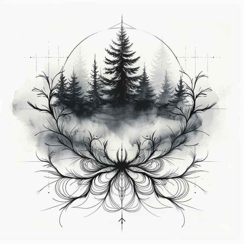 deciduous-tree-tattoo – tattoo design ideas free ai generated – neotraditional-sharp-contrast – for-wrist – Gallery: nature-inkby-ai