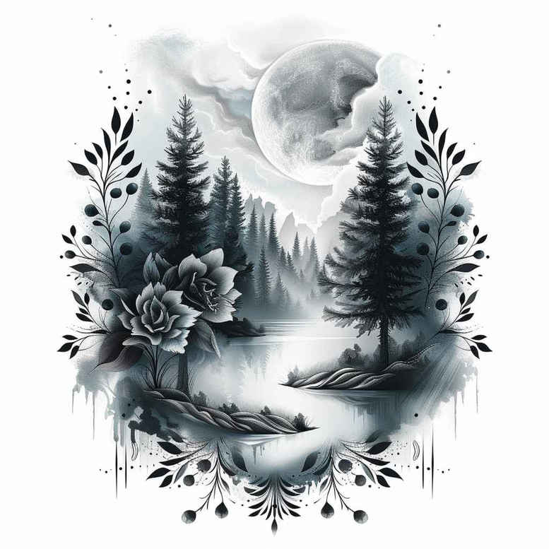 delicate-nature-tattoo – tattoo design ideas free ai generated – neotraditional-color-blending – for-ankle – Gallery: nature-inkby-ai