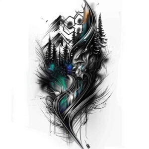 delicate-nature-tattoo – tattoo design ideas free ai generated – neotraditional-ornamental – for-lower-chest – Gallery: nature-inkby-ai