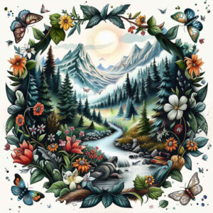 delicate-nature-tattoo – tattoo design ideas free ai generated – surrealism-vibrant-contrasts – for-stomach – Gallery: nature-inkby-ai