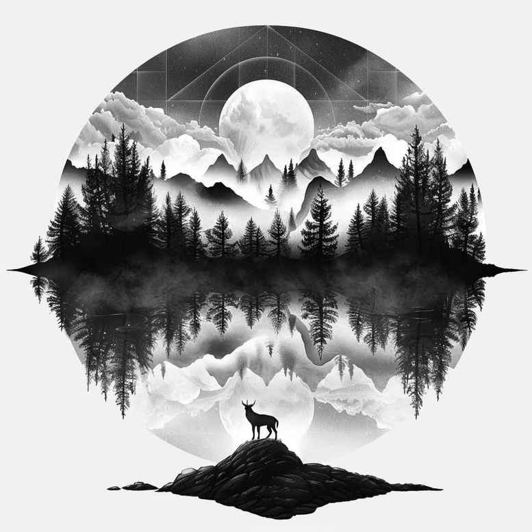 detailed-nature-tattoo – tattoo design ideas free ai generated – neotraditional-vibrant-palette – for-back-of-neck – Gallery: nature-inkby-ai