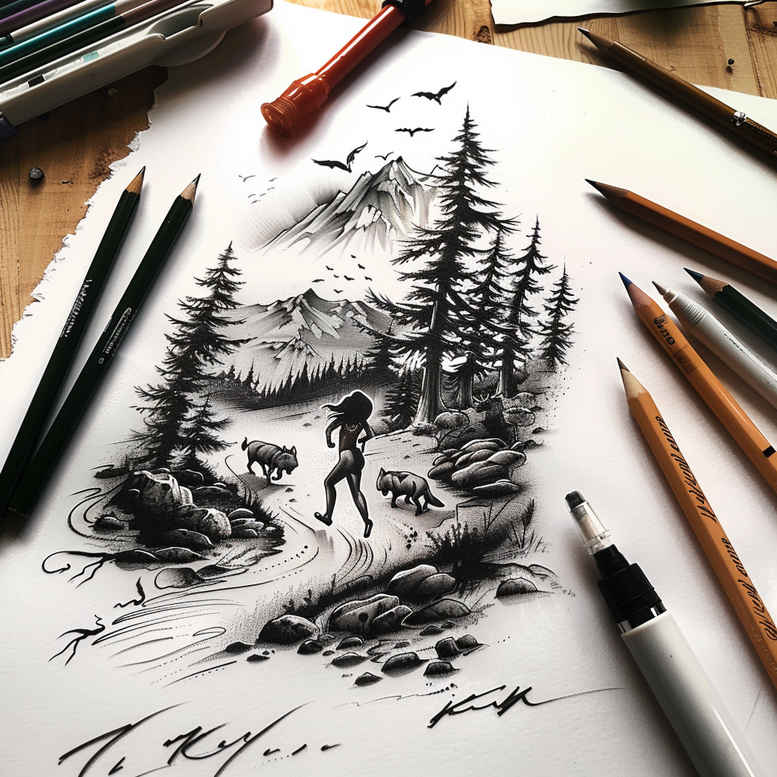 earth-tattoo – tattoo design ideas free ai generated – neotraditional-artistic-contrast – for-inner-arm – Gallery: nature-inkby-ai