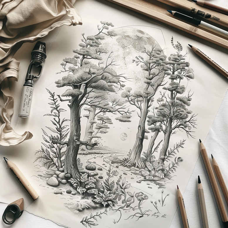 field-tattoo – tattoo design ideas free ai generated – neotraditional-bold-highlights – for-upper-chest – Gallery: nature-inkby-ai
