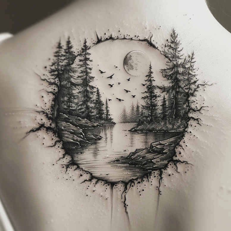 field-tattoo – tattoo design ideas free ai generated – surrealism-phantom – for-hand – Gallery: nature-inkby-ai
