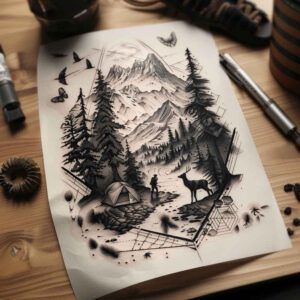 fire-tattoo – tattoo design ideas free ai generated – surrealism-shimmering-forms – for-triceps – Gallery: nature-inkby-ai