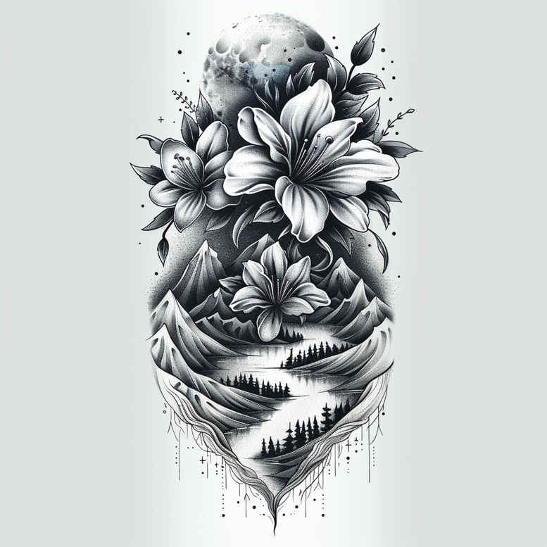 flora-tattoo – tattoo design ideas free ai generated – realism-cgi-realism – for-hand – Gallery: nature-inkby-ai