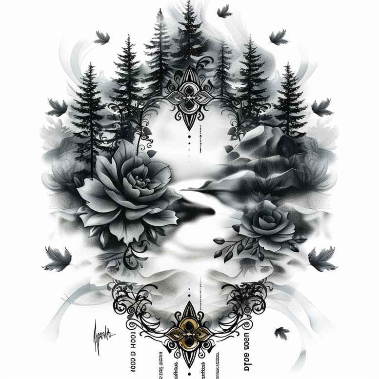 flora-tattoo – tattoo design ideas free ai generated – realism-natural-tones – for-side – Gallery: nature-inkby-ai