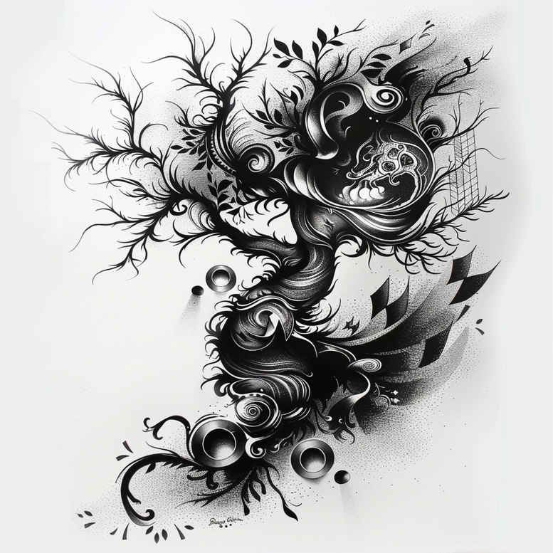 flowers-tattoo – tattoo design ideas free ai generated – neotraditional-contoured-forms – for-fingers – Gallery: nature-inkby-ai