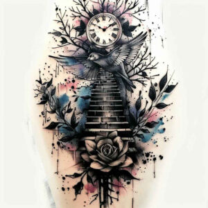 flowers-tattoo – tattoo design ideas free ai generated – realism-color-precision – for-stomach – Gallery: nature-inkby-ai