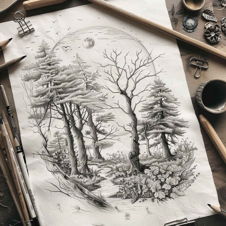 for-women – tattoo design ideas free ai generated – realism-depth-shading – for-shin – Gallery: nature-inkby-ai
