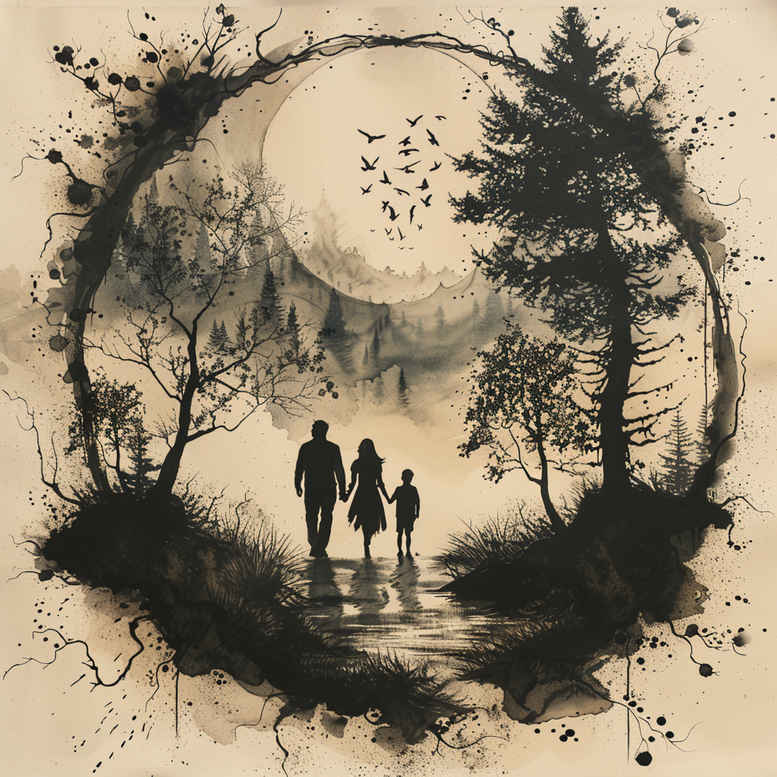 forest-path-tattoo – tattoo design ideas free ai generated – surrealism-beyond-reality – for-upper-chest – Gallery: nature-inkby-ai