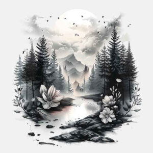 forest-tattoo – tattoo design ideas free ai generated – realism-illusion-of-depth – for-shoulder – Gallery: nature-inkby-ai