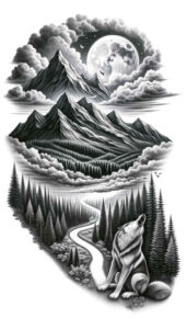 forest-tattoo – tattoo design ideas free ai generated – realism-tattoo-reflection – for-upper-thigh – Gallery: nature-inkby-ai