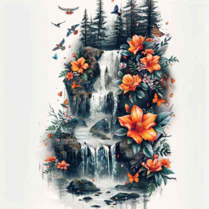 lake-tattoo – tattoo design ideas free ai generated – neotraditional-contoured-forms – for-heel – Gallery: nature-inkby-ai