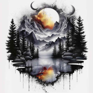 lake-tattoo – tattoo design ideas free ai generated – neotraditional-refined-lines – for-upper-arm – Gallery: nature-inkby-ai
