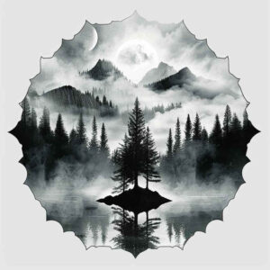 lake-tattoo – tattoo design ideas free ai generated – surrealism-vibrant-contrasts – for-biceps – Gallery: nature-inkby-ai