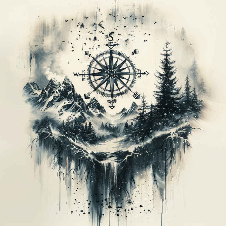 leaf-tattoo – tattoo design ideas free ai generated – surrealism-blurred-boundaries – for-chest – Gallery: nature-inkby-ai
