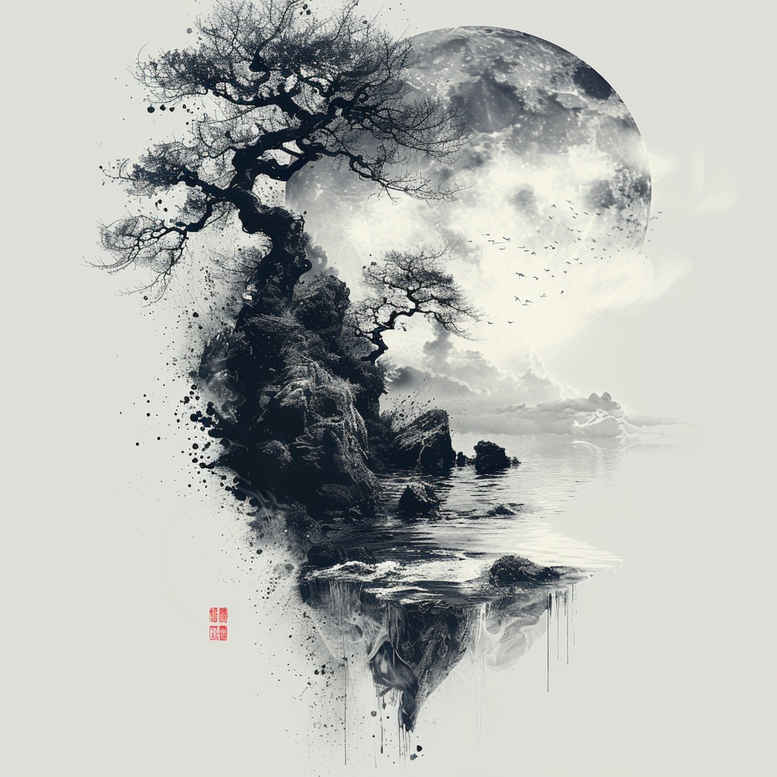 leaf-tattoo – tattoo design ideas free ai generated – surrealism-chromatic-flux – for-stomach – Gallery: nature-inkby-ai
