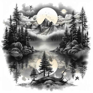 leaf-tattoo – tattoo design ideas free ai generated – surrealism-timeless – for-lower-back – Gallery: nature-inkby-ai