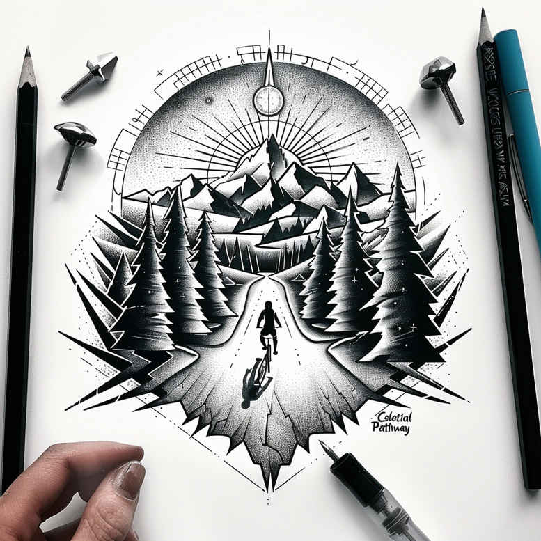 meadow-tattoo – tattoo design ideas free ai generated – realism-form-fidelity – for-upper-thigh – Gallery: nature-inkby-ai