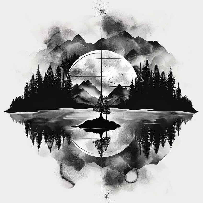 meadow-tattoo – tattoo design ideas free ai generated – realism-high-definition – for-back-of-neck – Gallery: nature-inkby-ai