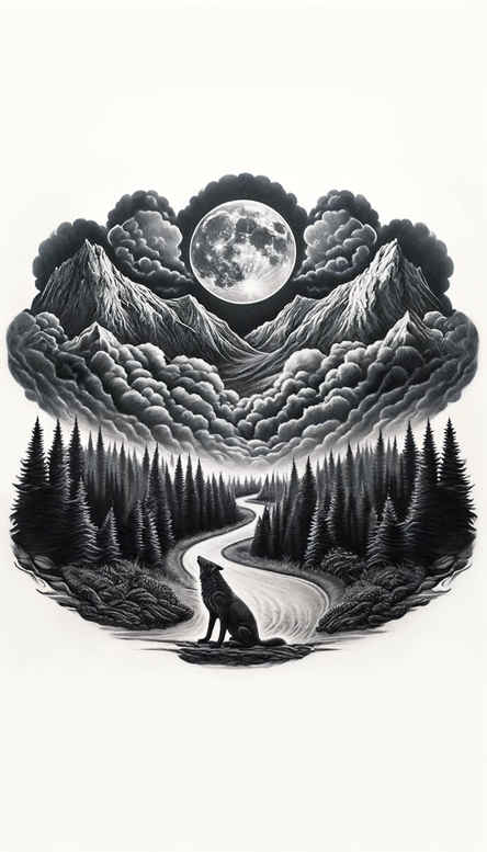 meadow-tattoo – tattoo design ideas free ai generated – surrealism-morphic – for-knee – Gallery: nature-inkby-ai