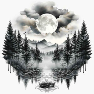 moon-tattoo – tattoo design ideas free ai generated – realism-soft-focus – for-sternum – Gallery: nature-inkby-ai