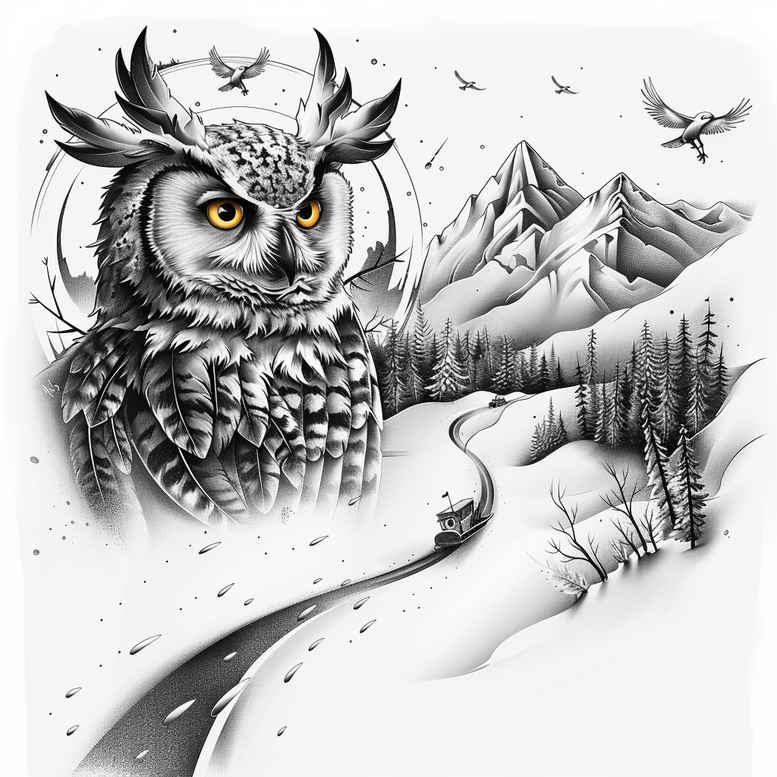 moon-tattoo – tattoo design ideas free ai generated – surrealism-otherworldly – for-scapula – Gallery: nature-inkby-ai
